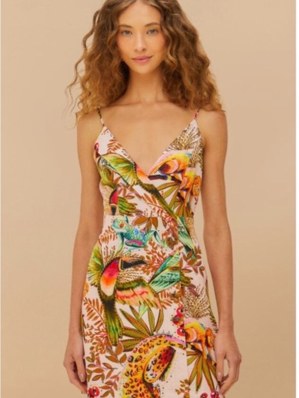 NWT FARM Rio Pink Into the Jungle Ecovero Euroflax Mini Dress - Tropical Dress